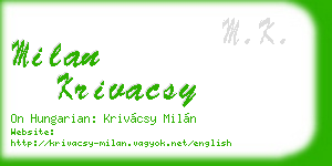 milan krivacsy business card