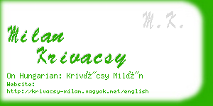 milan krivacsy business card